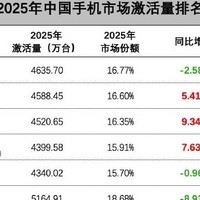 篮球与手机市场，2025激活量排名