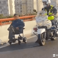 老人开电动轮椅上高架引热议