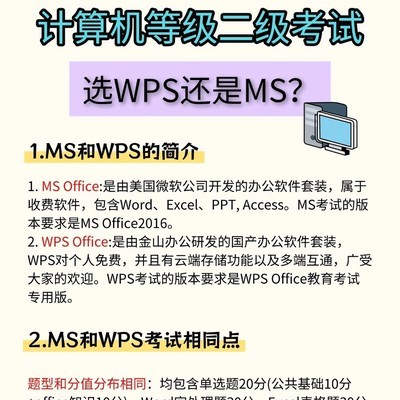 WPS与MS二级考试对比