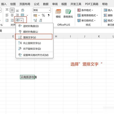 Excel文字竖排技巧