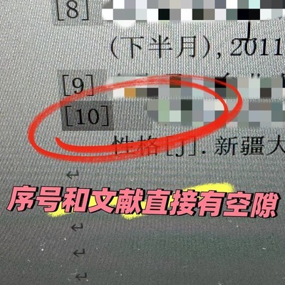 参考文献与序号间空隙问题