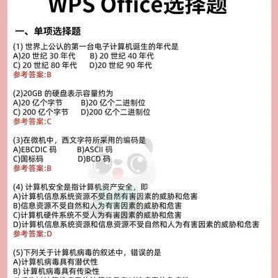 计算机一级WPS选择题解析