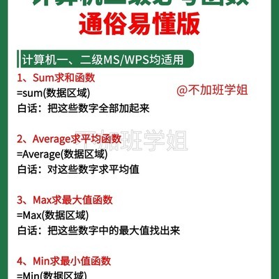 计算机二级必考函数白话版