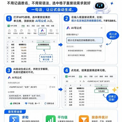 WPS AI写公式，说话生成函数