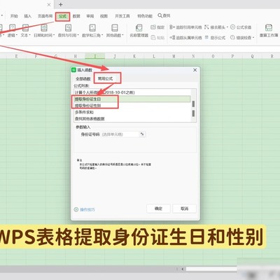 WPS身份证信息提取功能