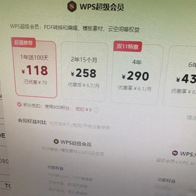 WPS会员续费最划算方式