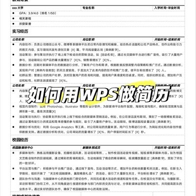WPS制作简洁简历指南