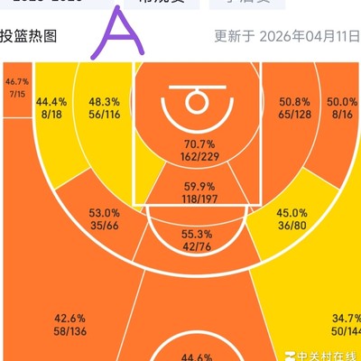 篮球球员投篮热图对比