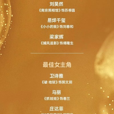百花奖得主揭晓