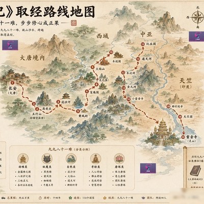 西游全图谱，路线法宝神兽妖怪神仙