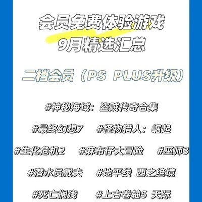 9月PS5会员免费游戏更新