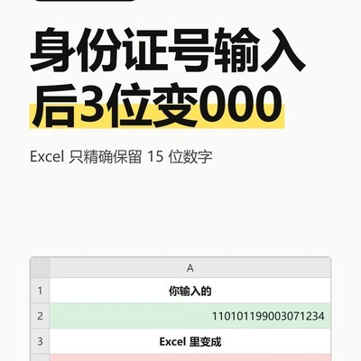 Excel身份证号输入防失真