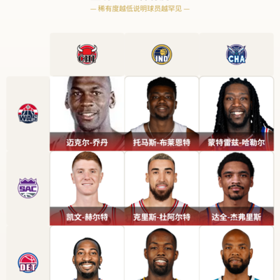 乔丹显眼，其他稀有