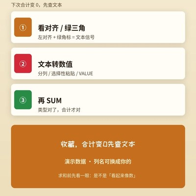 文本数字求和异常排查