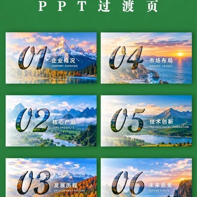 PPT风景图数字分页教程