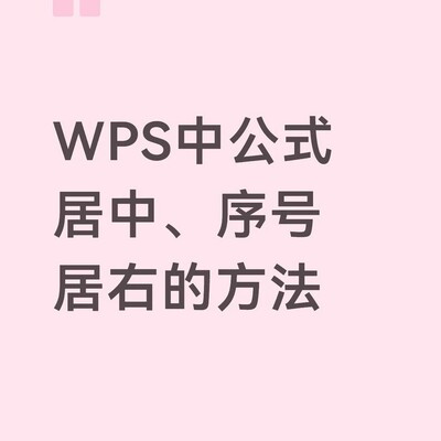 公式居中序号右对齐技巧
