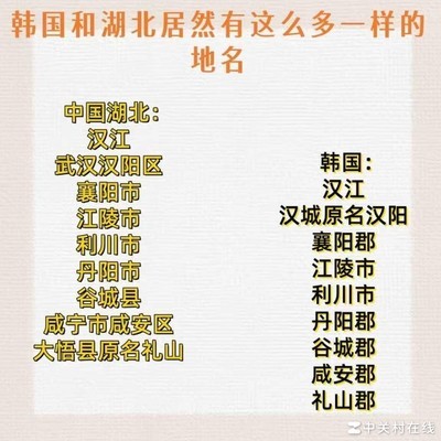 湖北与韩国地名惊人相似