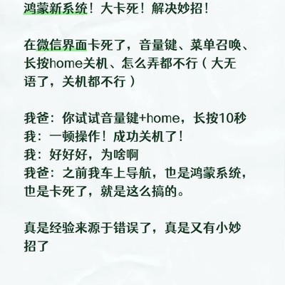 鸿蒙系统卡死急救法