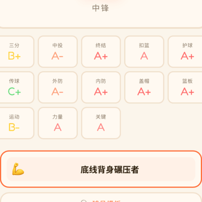 中锋能力值天花板