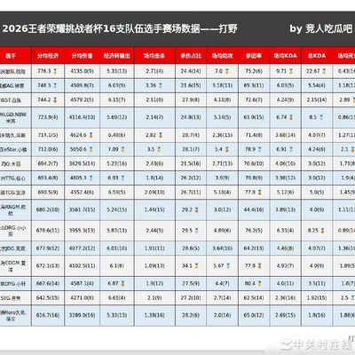 王者荣耀挑杯打野数据，皖皖多项第一