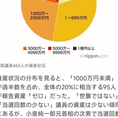 日本公务员廉洁？20%议员零资产