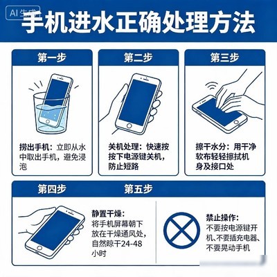 手机进水急救四步法