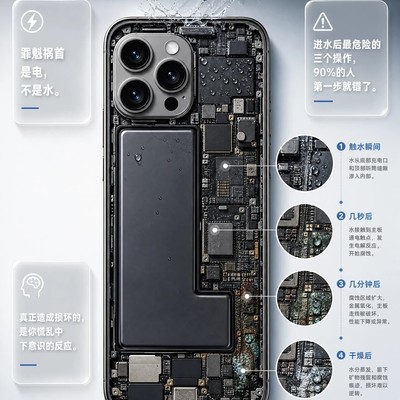 手机进水后真正致命的是通电