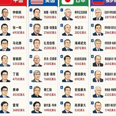中美日俄首富对比