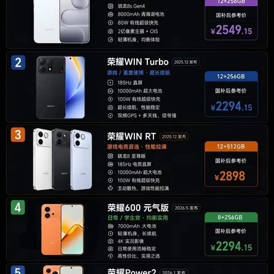 2-3k荣耀五款高性价比手机推荐