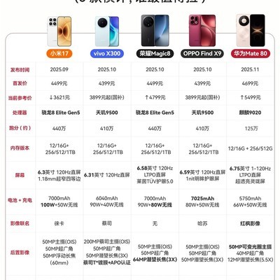 五款旗舰降价横评