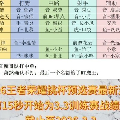 王者荣耀挑杯预选赛S2训练赛战况