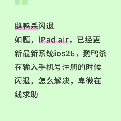 鹅鸭杀iPad注册闪退问题