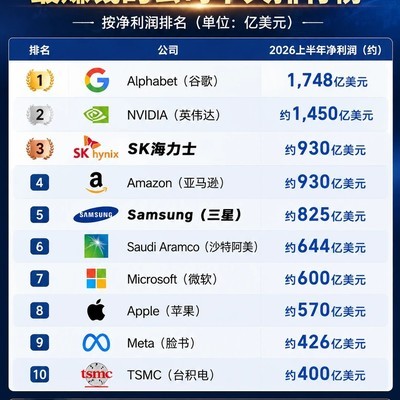 2026上半年全球十大盈利公司