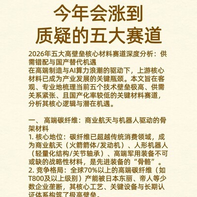 五大赛道年度涨幅预测