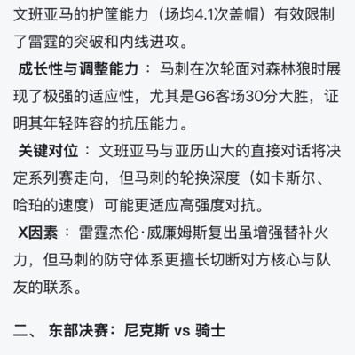 AI预测分区决赛比分
