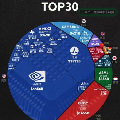 全球半导体市值TOP30格局