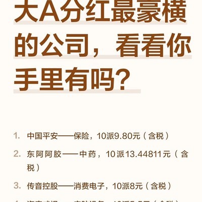 A股高分红公司榜单