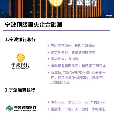 宁波优质金融国央企offer