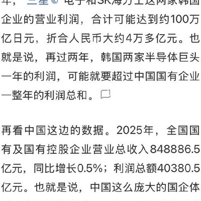 韩企利润超中国国企？