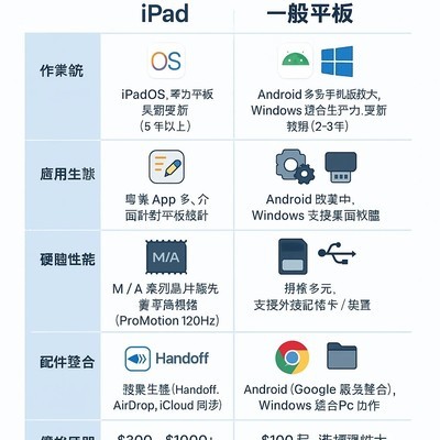iPad与安卓Windows平板差异