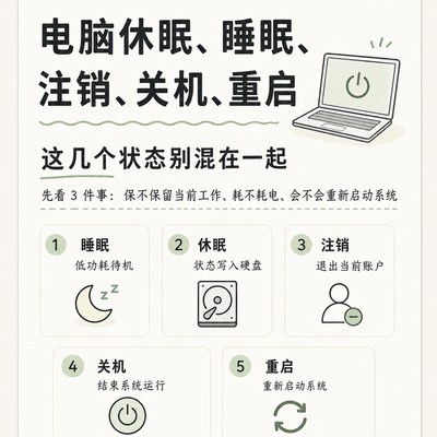 电脑不同关机方式的区别