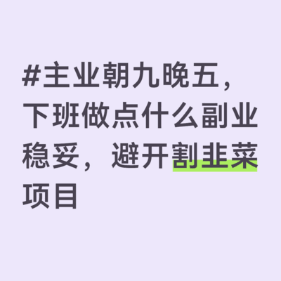 朝九晚五后，稳妥副业怎么选？