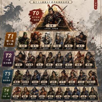 三国武将战力分级排名