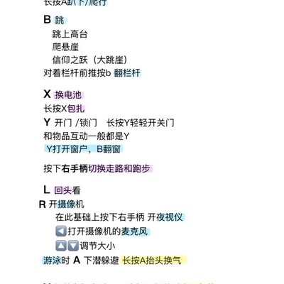 NS逃生2手柄按键速查