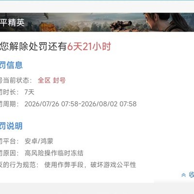 和平精英异地登录致封号