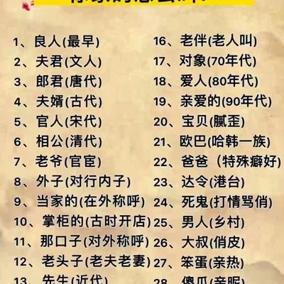 老公的30种趣味叫法