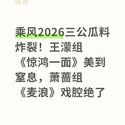 乘风2026三公舞台阵容曝光