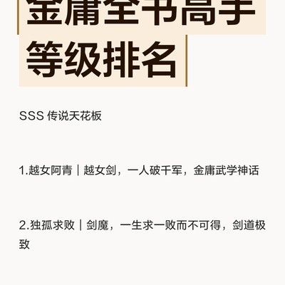 金庸武侠高手战力分级