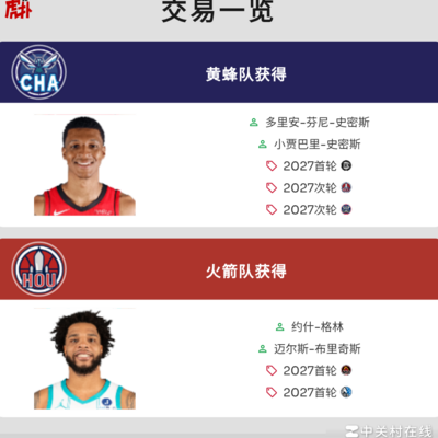 火箭黄蜂互换球员