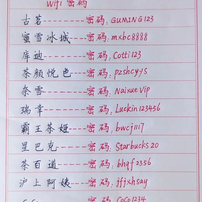 外出常用WiFi密码汇总